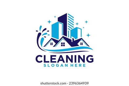 House Building Cleaning company badge, emblem. Vector illustration.	
