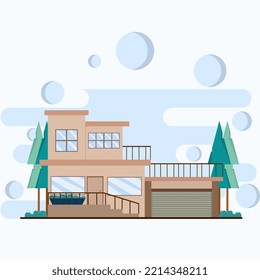 concepto de construcción de viviendas. estilo de diseño plano. casa de pueblo. modelos de vivienda. Casa, edificio. casa familiar. casa moderna