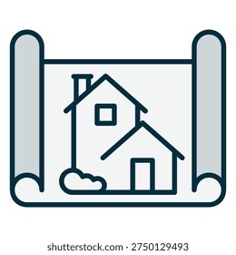 House building construction blueprint icon