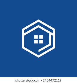 Logotipo geométrico de la construcción del edificio de la casa con el estilo simple 