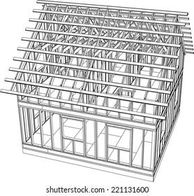 house building construction on white background