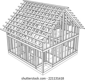 house building construction on white background