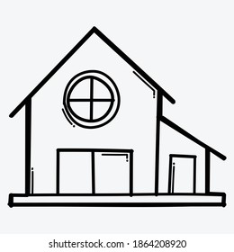 House building doodle vector icon. Drawing sketch illustration hand drawn line.