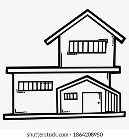 House building doodle vector icon. Drawing sketch illustration hand drawn line.