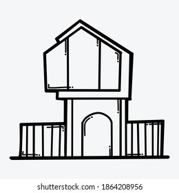 House building doodle vector icon. Drawing sketch illustration hand drawn line.