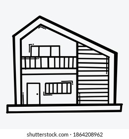 House building doodle vector icon. Drawing sketch illustration hand drawn line.