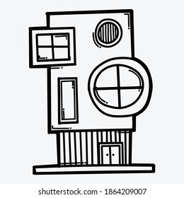 House building doodle vector icon. Drawing sketch illustration hand drawn line.