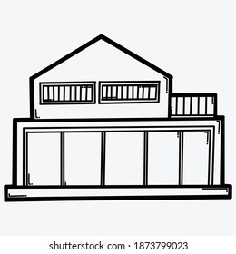 House building doodle vector icon. Drawing sketch illustration hand drawn line.