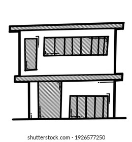 House building doodle vector icon. Drawing sketch illustration hand drawn line.