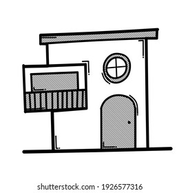 House building doodle vector icon. Drawing sketch illustration hand drawn line.