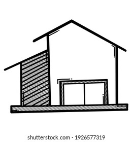 House building doodle vector icon. Drawing sketch illustration hand drawn line.