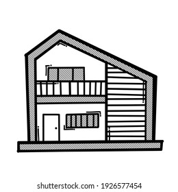 House building doodle vector icon. Drawing sketch illustration hand drawn line.