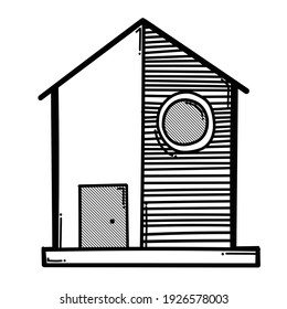 Icono vectorial de doodle de construcción de casa. Línea dibujada a mano en la ilustración del esbozo de dibujo.
