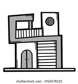 House building doodle vector icon. Drawing sketch illustration hand drawn line.