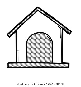 House building doodle vector icon. Drawing sketch illustration hand drawn line.