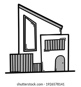 House building doodle vector icon. Drawing sketch illustration hand drawn line.