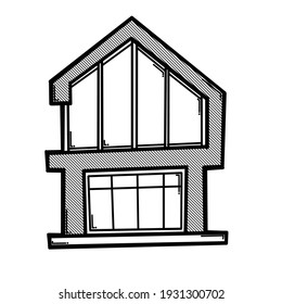 House building doodle vector icon. Drawing sketch illustration hand drawn line.