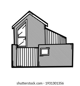 House building doodle vector icon. Drawing sketch illustration hand drawn line.