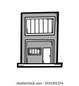 Häuserbaudoodle, Vektorsymbol. Zeichnen Skizze Illustration handgezeichnet Linie.
