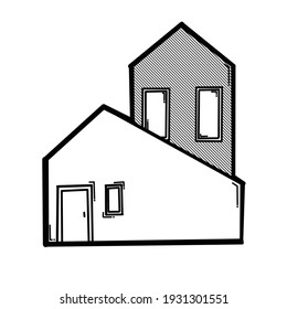 House building doodle vector icon. Drawing sketch illustration hand drawn line.