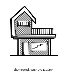 House building doodle vector icon. Drawing sketch illustration hand drawn line.