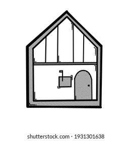 House building doodle vector icon. Drawing sketch illustration hand drawn line.