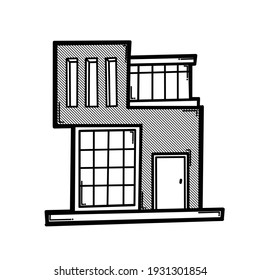House building doodle vector icon. Drawing sketch illustration hand drawn line.