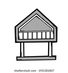 House building doodle vector icon. Drawing sketch illustration hand drawn line.