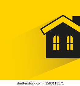 house building with drop shadow yellow background