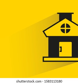 house building with drop shadow yellow background