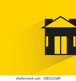 house building with drop shadow yellow background