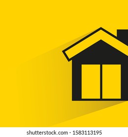 house building with drop shadow yellow background