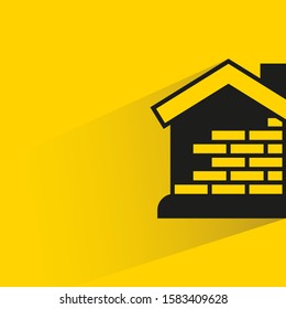 house building with drop shadow yellow background