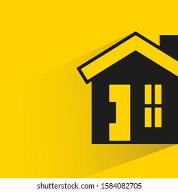 house building with drop shadow yellow background