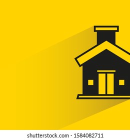 house building with drop shadow yellow background