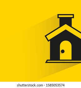 house building with drop shadow yellow background