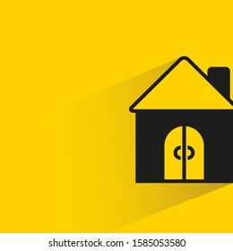 house building with drop shadow yellow background