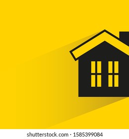 house building with drop shadow yellow background