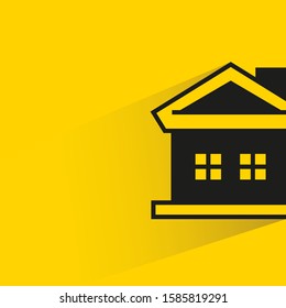 house building with drop shadow yellow background