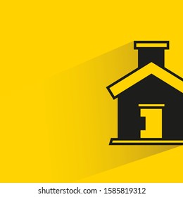 house building with drop shadow yellow background