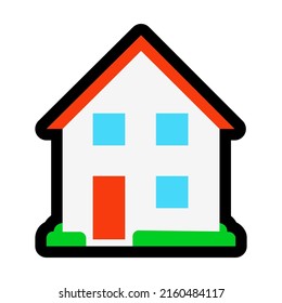 House Building Emoji Icon Flat Vector Isolated On White Background