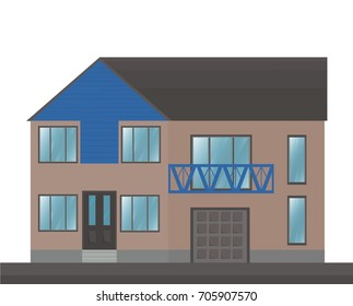 House building facade architecture Vector illustration. flat style