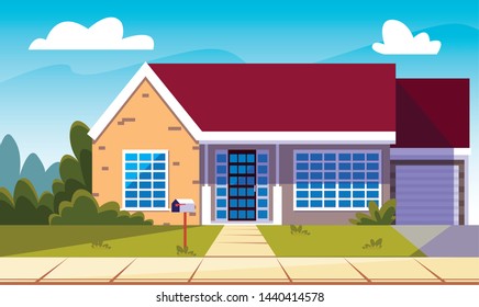 house building facade with landscape