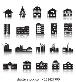 House, Building, Factory And Palace Icons Set - Isolated On White Background - Vector Illustration, Graphic Design Editable For Your Design. House Logo