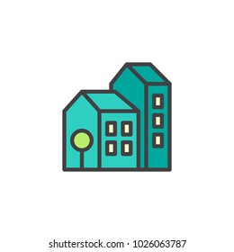 House building filled outline icon, line vector sign, linear colorful pictogram isolated on white. Home symbol, logo illustration. Pixel perfect vector graphics