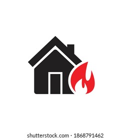 House building in flames icon design isolated on white background