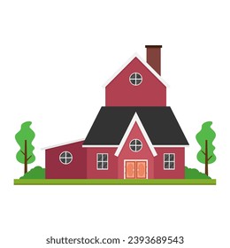 House building flat illustration on an isolated background