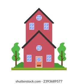 Ilustración plana de la casa sobre un fondo aislado