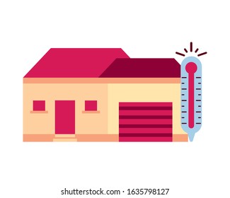 house building front facade with thermometer vector illustration design