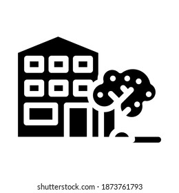 house building glyph icon vector. house building sign. isolated contour symbol black illustration